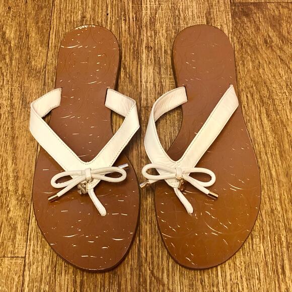 Kate Spade White Charles Vacchetta Leather Slip On Thong Sandals Size 8 - Picture 3 of 12